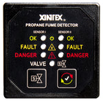 Fireboy-Xintex Propane Fume Detector Alarm w/2 Plastic Sensors Solenoid Valve - Square Black Bezel Display
