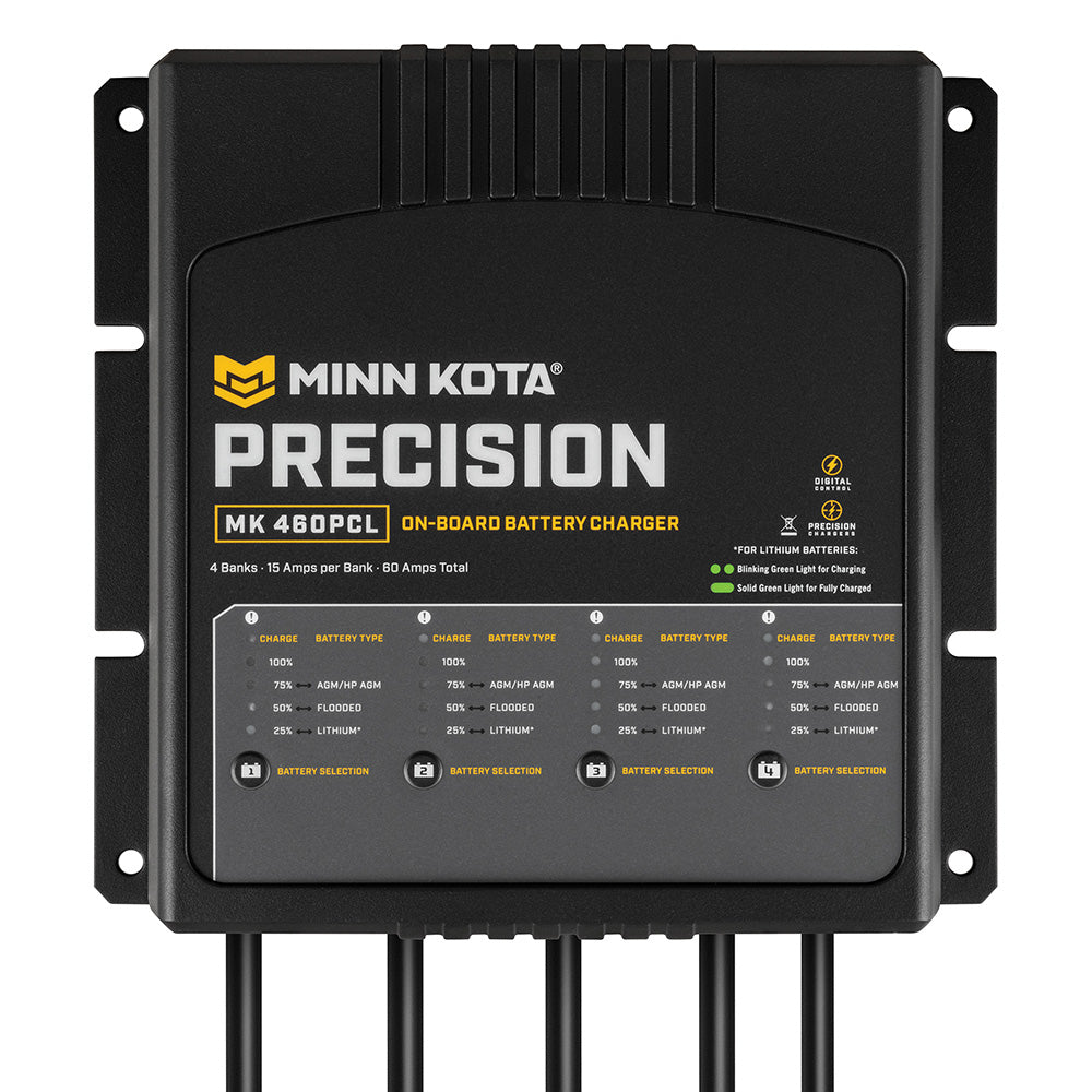 Minn Kota On-Board Precision Charger MK-460 PCL 4 Bank x 15 AMP LI Optimized Charger [1834604] - BuoyMart.com  Battery Chargers Minn Kota