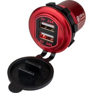 Sea-Dog Round Red Dual USB Charger w/1 Quick Charge Port + [426504-1] - BuoyMart.com  Accessories Sea-Dog