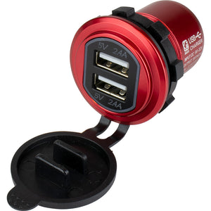 Sea-Dog Round Red Dual USB Charger w/1 Quick Charge Port + [426504-1] - BuoyMart.com  Accessories Sea-Dog