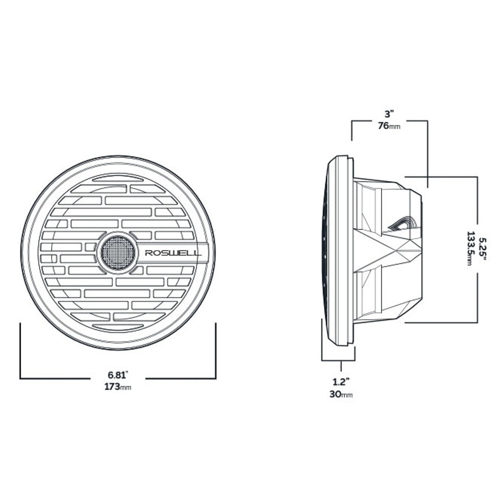Roswell R1 6.5 Marine Speakers - Black - 80W RMS  160W Peak Power [C920-1601] - BuoyMart.com  Speakers Roswell Marine