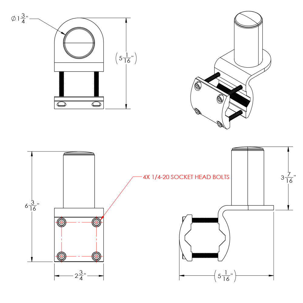 TACO ShadeFin Mini Square Tube Rail Mount [T10-4000-9] - BuoyMart.com  Biminis/Shades/Umbrellas TACO Marine