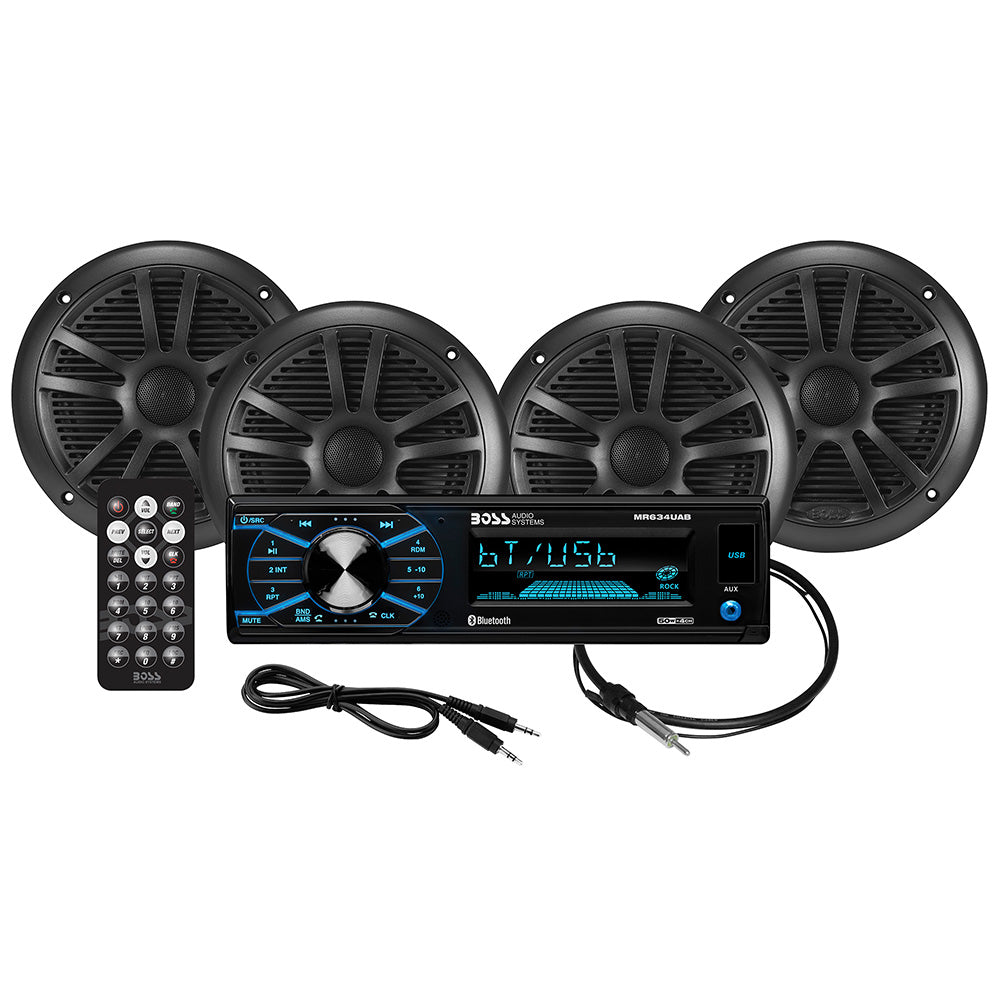 Boss Audio MCBK634B.64 Kit w/MR634UAB, 4 MR6B Speakers,  MRANT10 Antenna [MCBK634B.64] - BuoyMart.com  Stereos Boss Audio