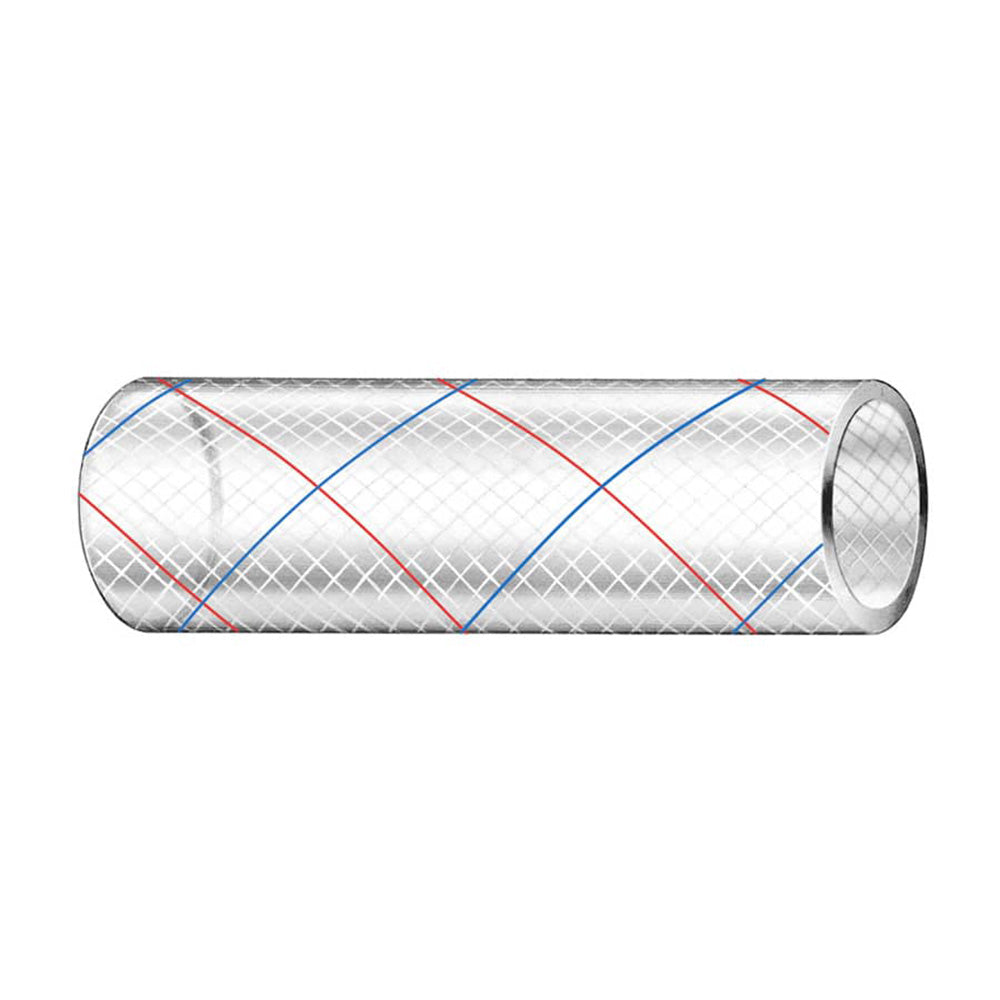 Trident Marine 3/8" x 50' Clear Reinforced PVC Hose Tubing Red  Blue Tracer [162-0386] - BuoyMart.com  Hose Trident Marine