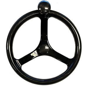 Schmitt Marine Carbon Fiber Primus Wheel w/Knob 13.5" w/Sanntoprene Finger Grip 3/4" Tapered Shaft w/CF Nut [7461321FGK-CFN] - BuoyMart.com  Steering Wheels Schmitt Marine