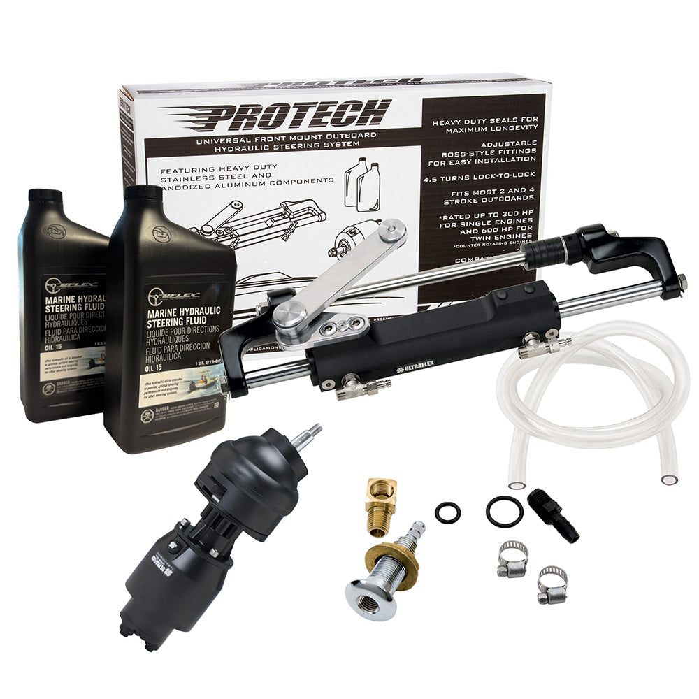 Uflex PROTECH 2.1 Front Mount Tilt OB Hydraulic System - Includes UP28T Helm Pump, Oil, UC128TS-2 Cylinder,  X52 Tilt - No Hoses [PROTECH 2.1T] - BuoyMart.com  Steering Systems Uflex USA