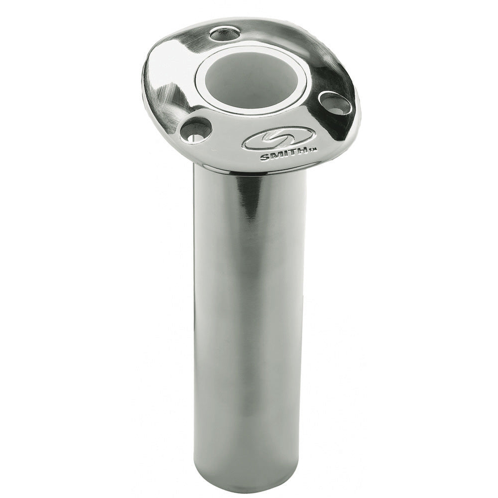 C.E. Smith Flush Mount Rod Holder - 0 Degree  9" Depth - Stainless Steel - Cast Bottom - White Vinyl Liner [53670CA] - BuoyMart.com  Rod Holders C.E. Smith