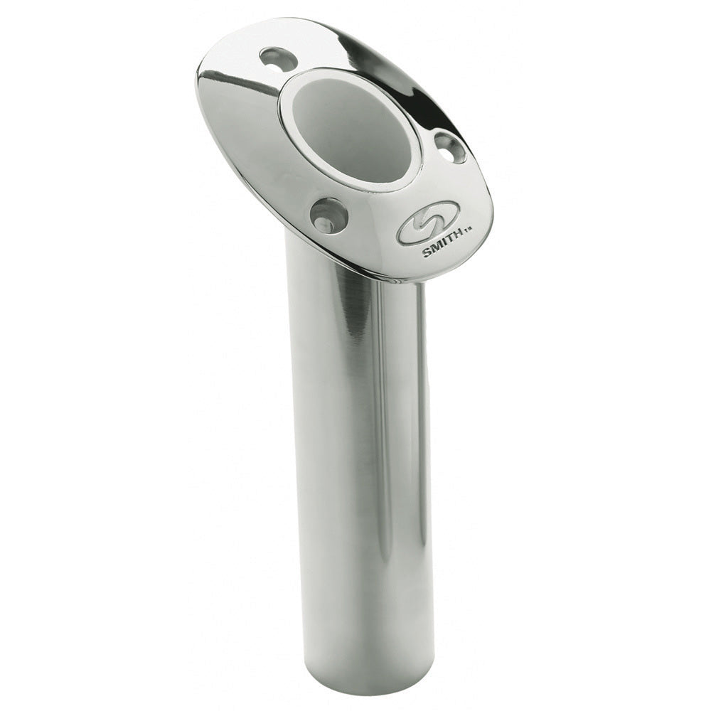 C.E. Smith Flush Mount Rod Holder - 30 Degree  9" Depth - Stainless Steel - Cast Bottom - White Vinyl Liner [53672CA] - BuoyMart.com  Rod Holders C.E. Smith