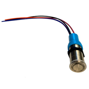 Bluewater 19mm Push Button Switch - Off/On/On Contact - Blue/Green/Red LED - 4' Lead [9057-3113-4] - BuoyMart.com  Switches & Accessories Bluewater