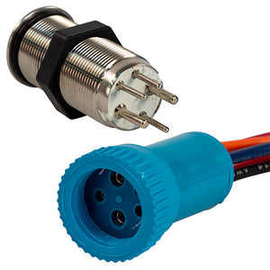 Bluewater 19mm Push Button Switch - Off/On/On Contact - Blue/Green/Red LED - 4' Lead [9057-3113-4] - BuoyMart.com  Switches & Accessories Bluewater