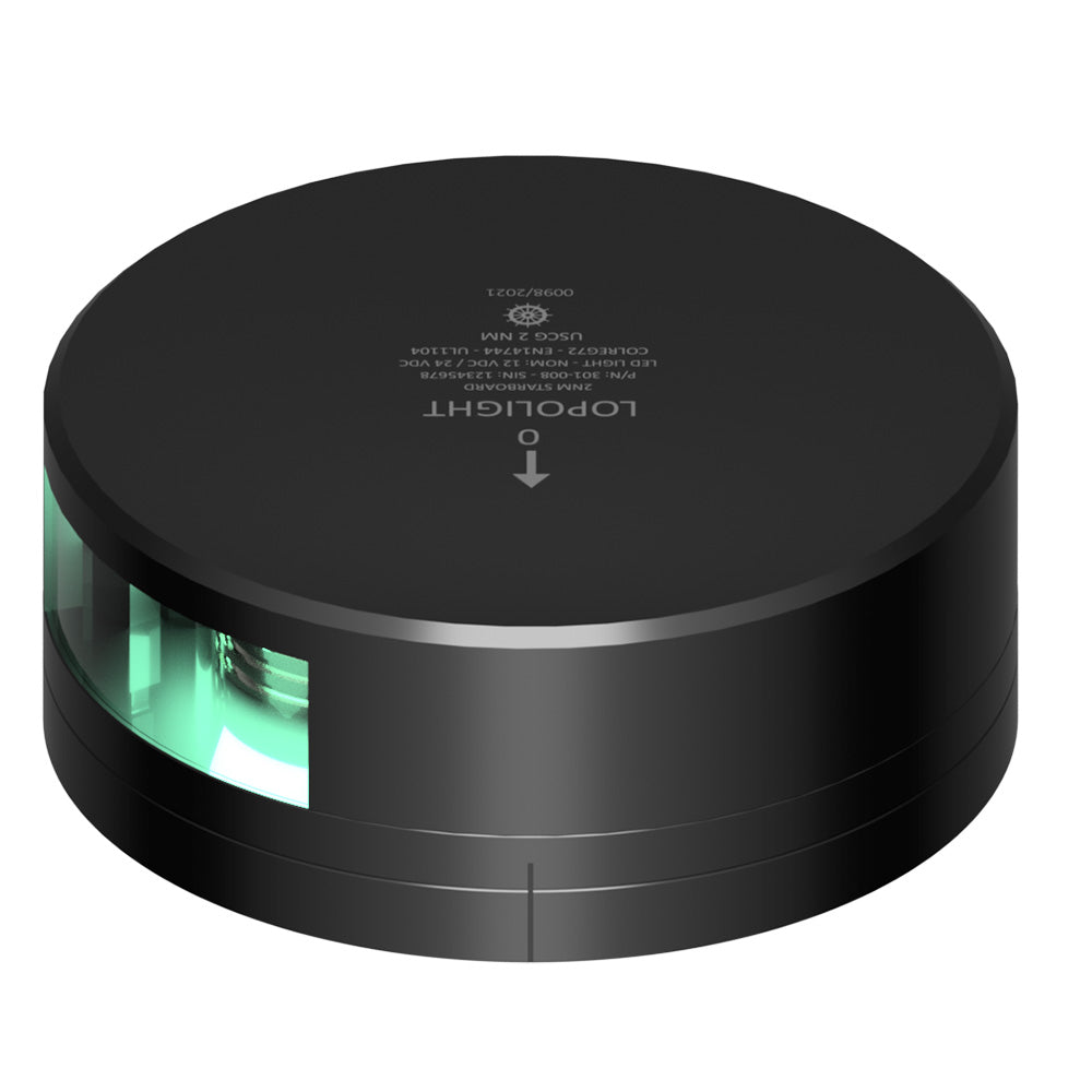 Lopolight Green Starboard Light - 2NM - Black Housing w/FB Base [301-008-FB-B] - BuoyMart.com  Navigation Lights Lopolight