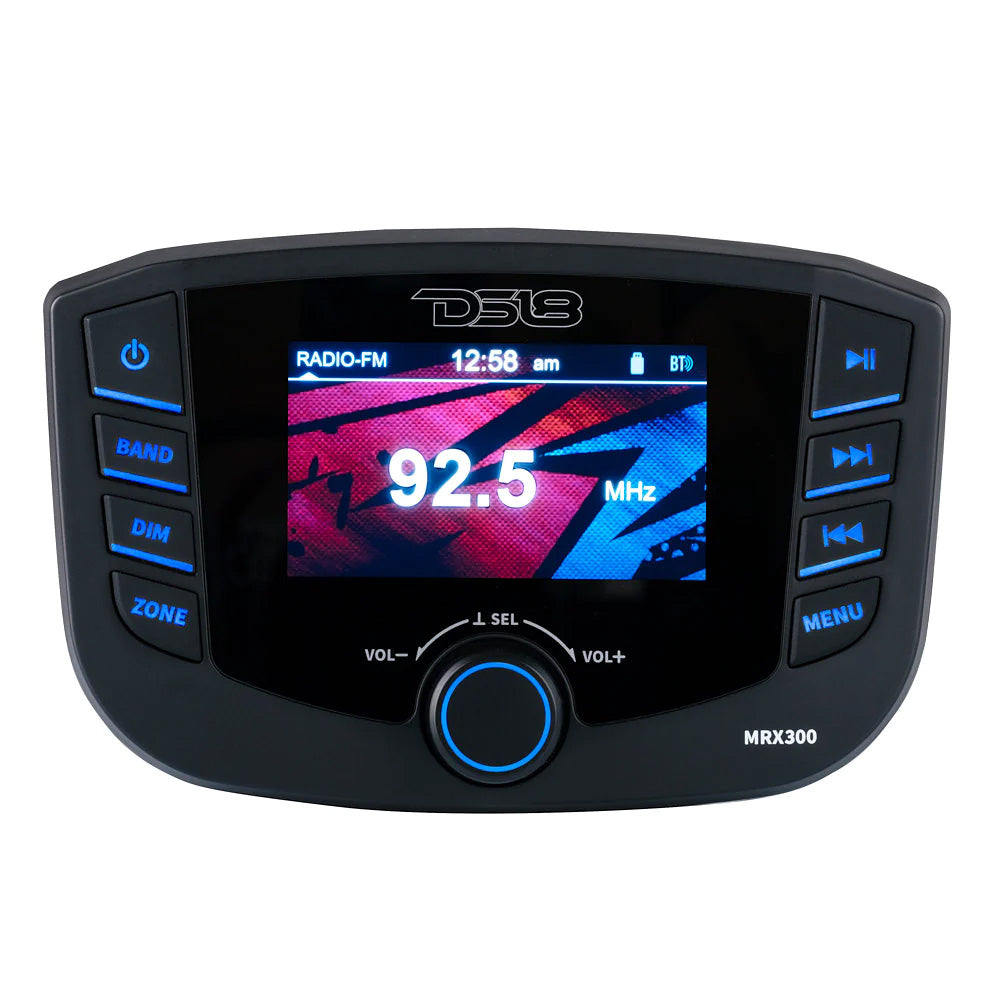 DS18 Marine Headunit TFT Screen - 3 Zones - 4V Output - Bluetooth - RDS 4x50 Watts [MRX300] DS18
