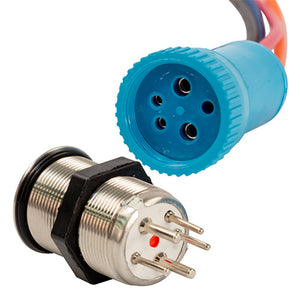 Bluewater 22mm Push Button Switch - Off/On Contact - Blue/Red LED - 4' Lead [9059-1113-4] - BuoyMart.com  Switches & Accessories Bluewater