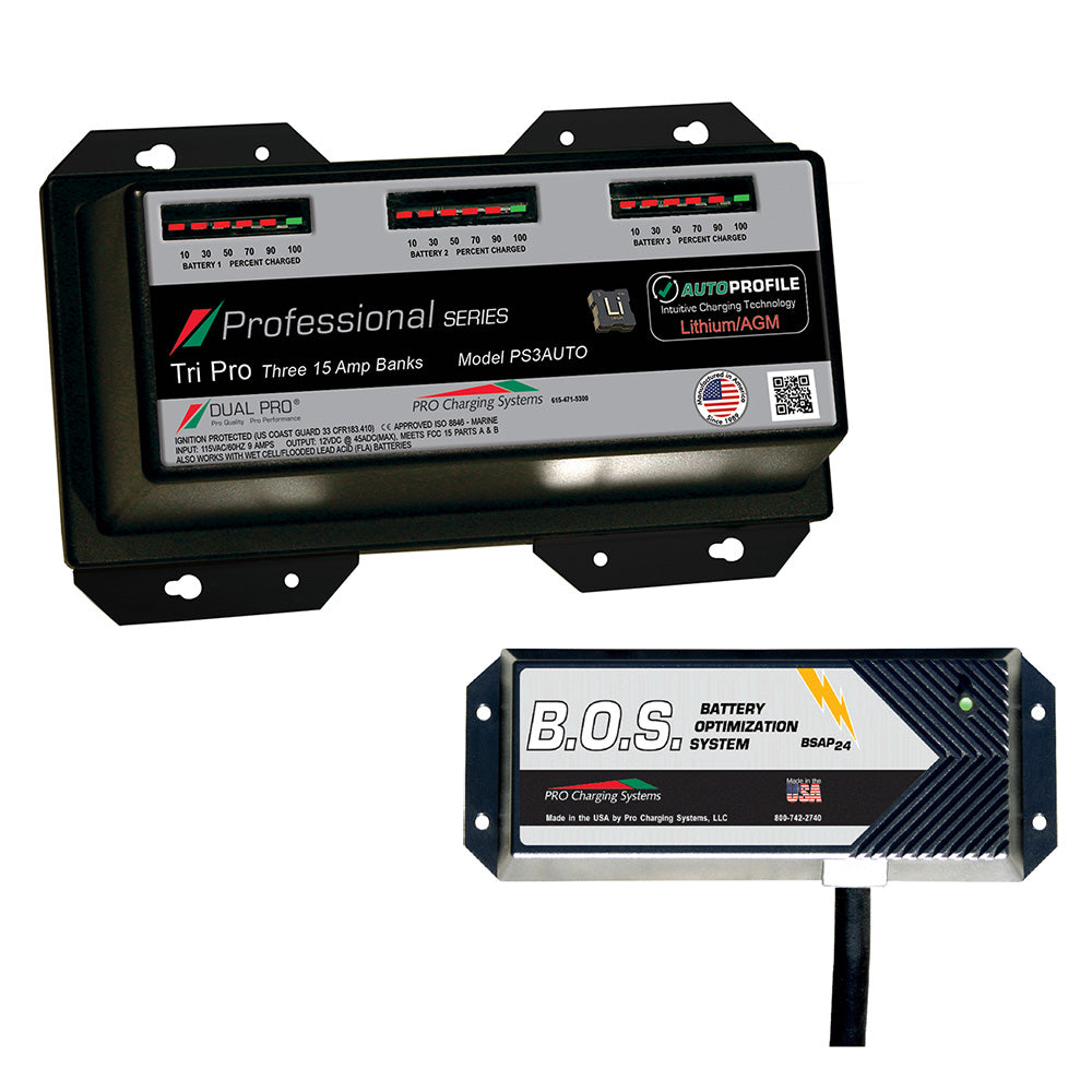 Dual Pro PS3 Auto 3 Bank Battery Charger w/2 Bank B.O.S. [PS3AUTO/BOS12V2] - BuoyMart.com  Battery Chargers Dual Pro