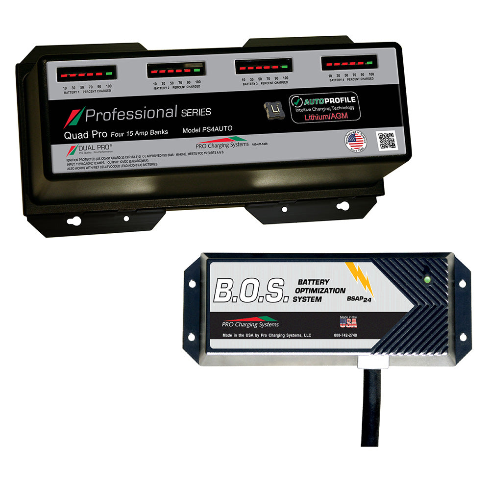 Dual Pro PS4 Auto 4 Bank Battery Charger w/3 Bank B.O.S. [PS4AUTO/BOS12V3] - BuoyMart.com  Battery Chargers Dual Pro