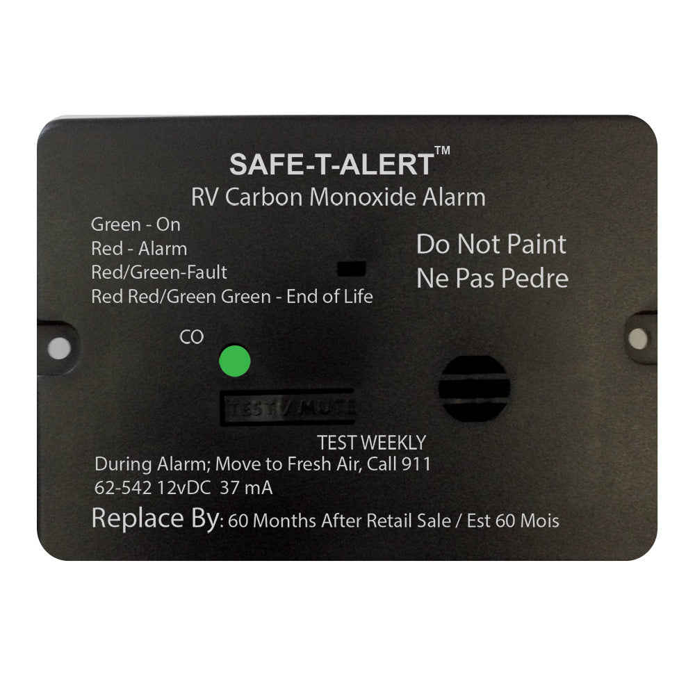 Safe-T-Alert 62 Series Carbon Monoxide Alarm - 12V - RV Flush Mount - Black [62-542-BL] - BuoyMart.com  Fume Detectors Safe-T-Alert