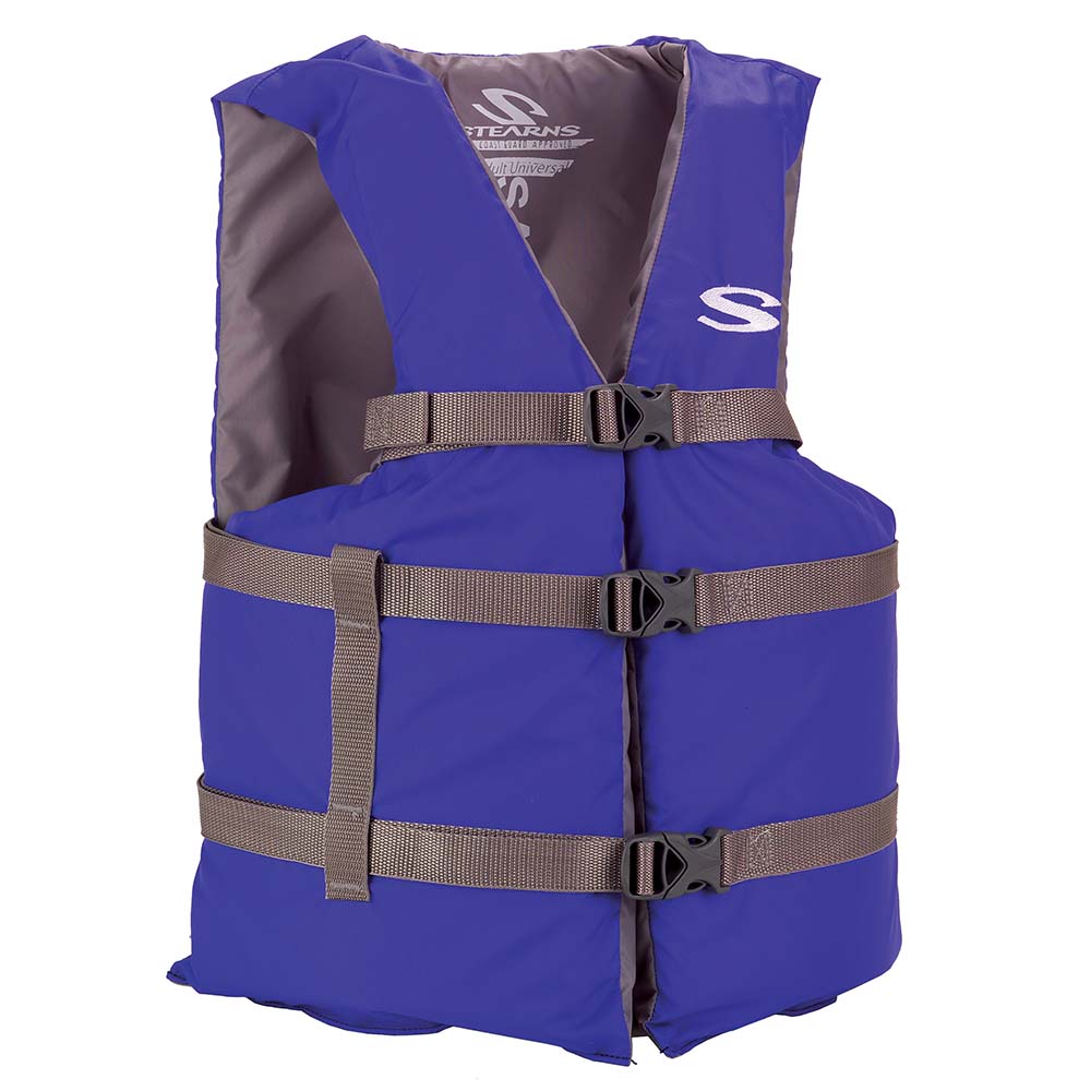 Stearns PFD 2001 Adult Boat Universal Blue Display for Adults Over 90lbs - Chest Size Of 50" [2160977] - BuoyMart.com  Life Vests Stearns