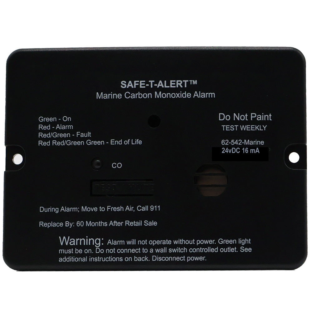 Safe-T-Alert 62 Series Marine Carbon Monoxide Alarm - 24V Flush Mount - Black [62-542-BL-MARINE-24V] - BuoyMart.com  Fume Detectors Safe-T-Alert