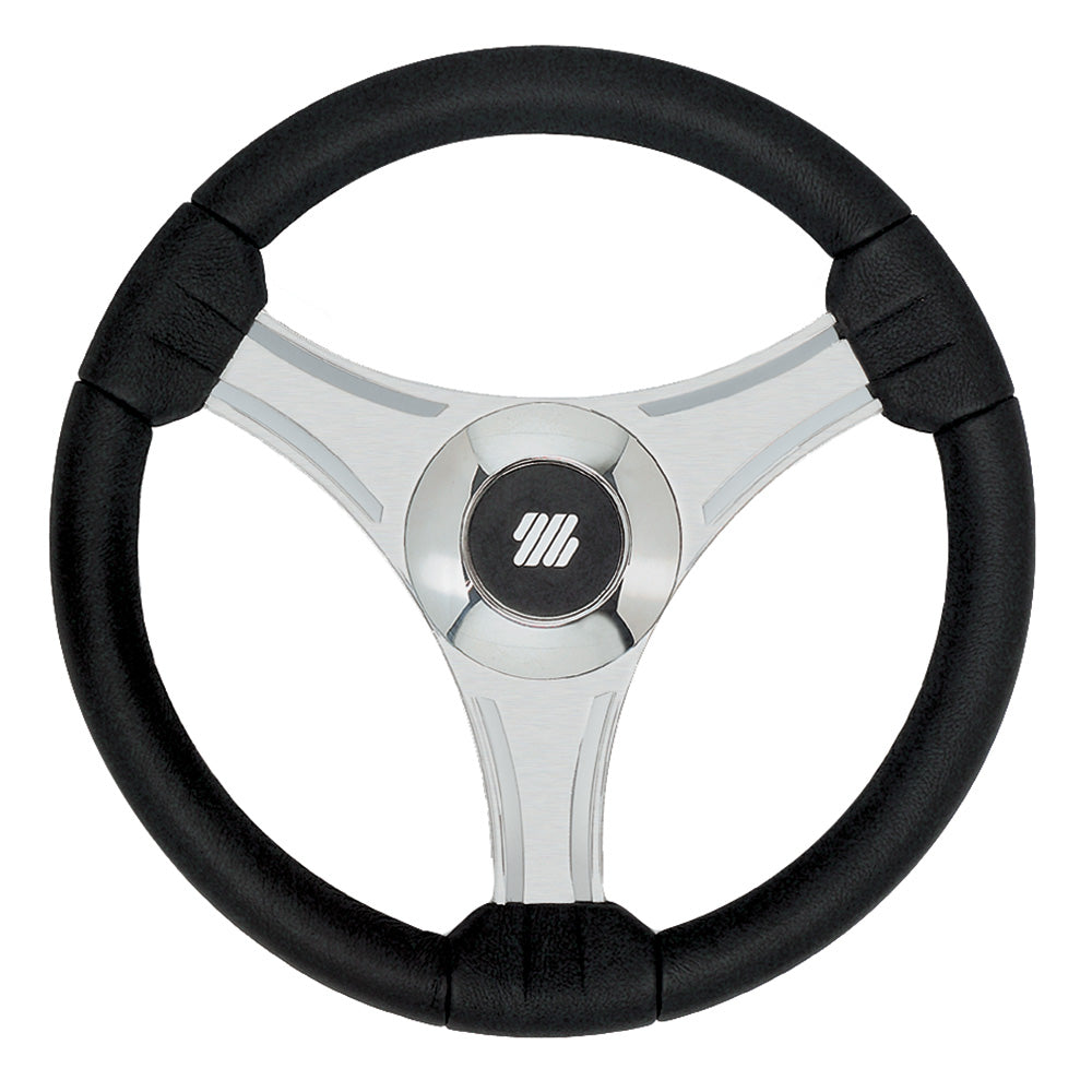 Uflex - Tavolara - 13.8" Black Polyurethane Steering Wheel w/Silver Spokes  X62 Hub [65277N] - BuoyMart.com  Steering Wheels Uflex USA