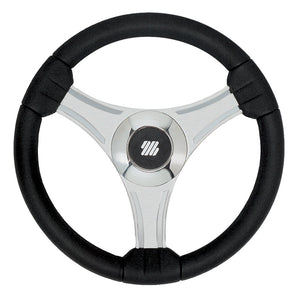 Uflex - Tavolara - 13.8" Black Polyurethane Steering Wheel w/Silver Spokes  X62 Hub [65277N] - BuoyMart.com  Steering Wheels Uflex USA
