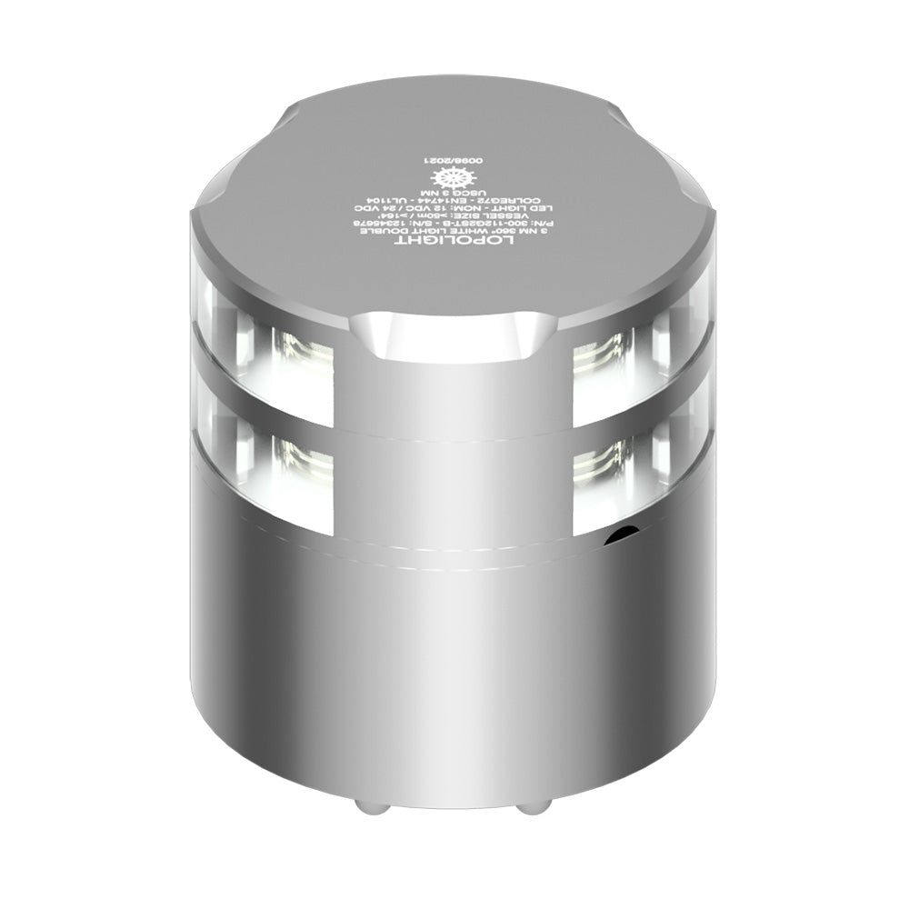 Lopolight 360 Double-Stacked 3nm Masthead Light - Silver Anodized [300-112G2ST] - BuoyMart.com  Navigation Lights Lopolight