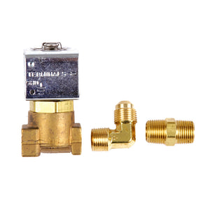 Trident Marine Low-Pressure Brass Solenoid Shut-Off Valve 1/4" Ports  2 Brass Connection Fittings [1300-7708.2-KIT] Trident Marine