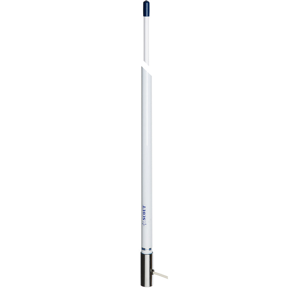 Scout 8' White VHF Antenna 6dB Stainless Steel Ferrule w/5M RG-58 Coax Includes PL-259 KS-42 [PF AN NVHF00007T] Scout
