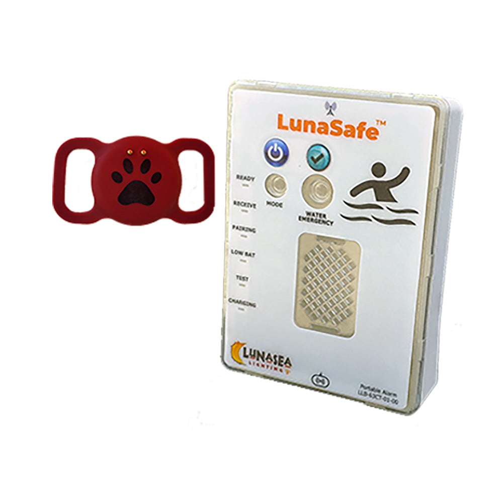 Lunasea Water Activated Pet Safety RF Transmitter w/Rechargeable Alarm Receiver - Red [LLB-64PR-02-K2] Lunasea Lighting