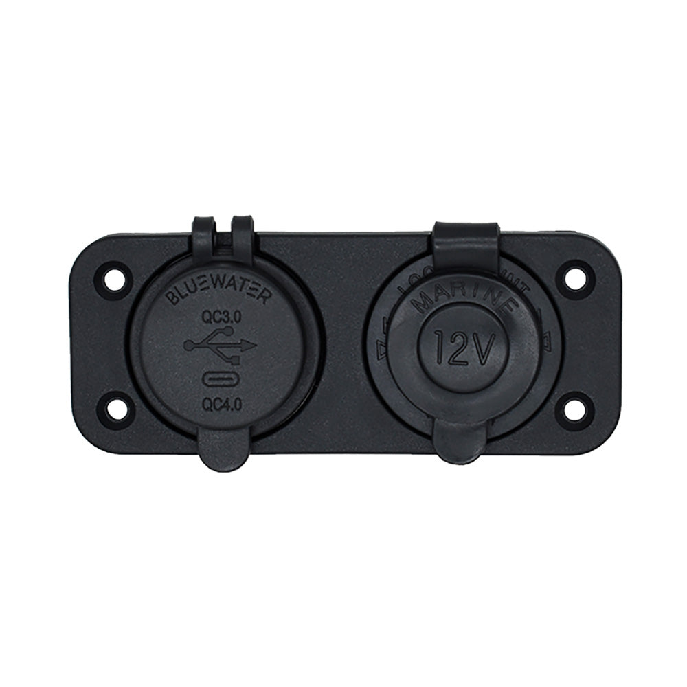 Bluewater Round Dual USB/USB-C Charger [3000-4001A] Bluewater