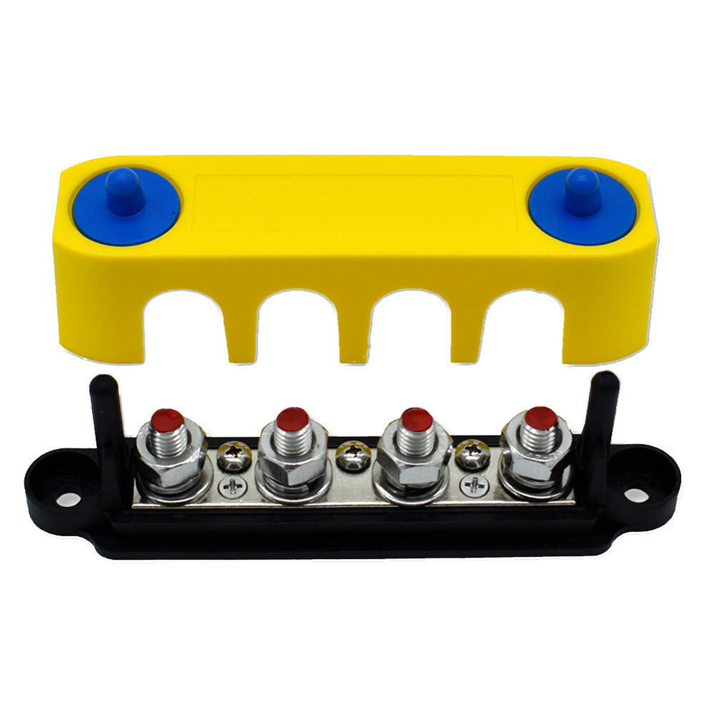 Bluewater Common Stud 4 Gang Positive Terminal Busbar w/Cover [313738-B-023] Bluewater