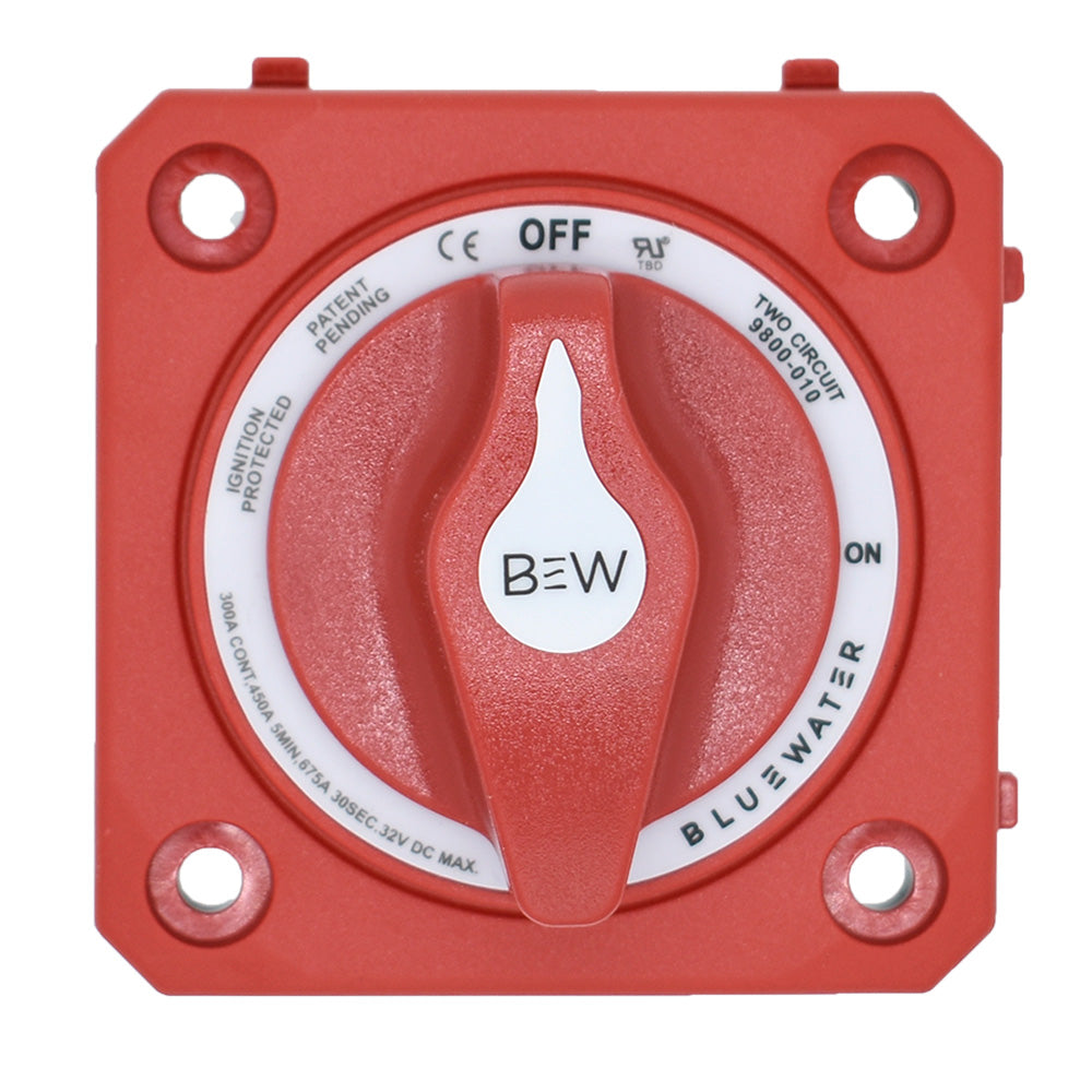 Bluewater On/Off 4 Post Dual Circuit Battery Switch w/o Base - Panel Mount - Red [9800-010-10] Bluewater