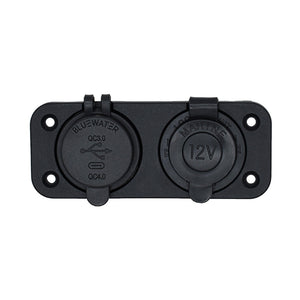 Bluewater Dual USB/USB-C 12V Combo Receptacle w/Plate [3000-4011] Bluewater