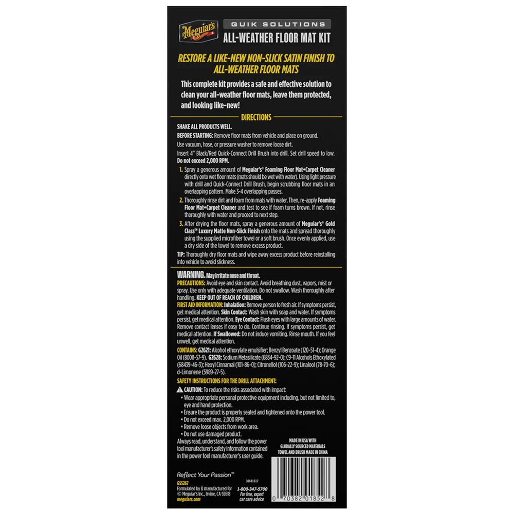 Meguiar's Quik Solutions All-Weather Floor Mat Kit [G55267] Meguiar's