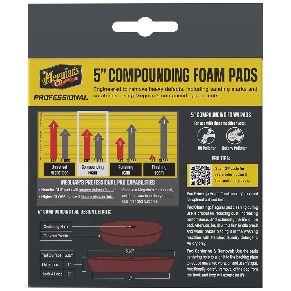 Meguiar's Professional 5" Compounding Foam Pads *2-Pack [M5CFP2] Meguiar's