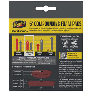 Meguiar's Professional 5" Compounding Foam Pads *2-Pack [M5CFP2] Meguiar's