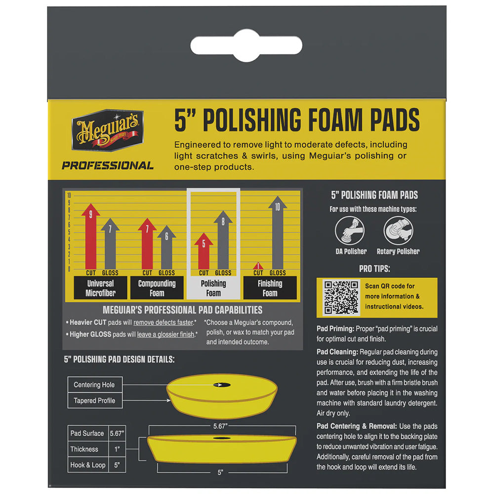 Meguiar's Professional 5" Polishing Foam Pads *2-Pack [M5PFP2] Meguiar's