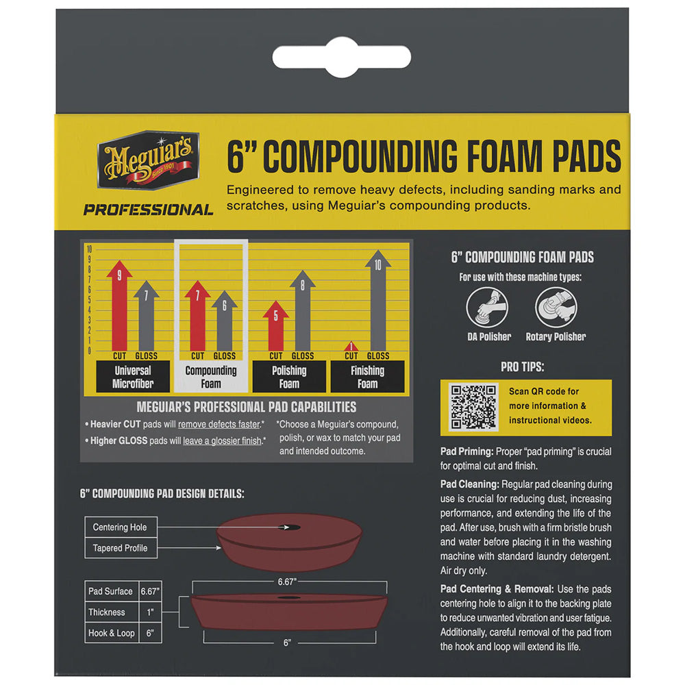 Meguiar's Professional 6" Compounding Foam Pads *2-Pack [M6CFP2] Meguiar's