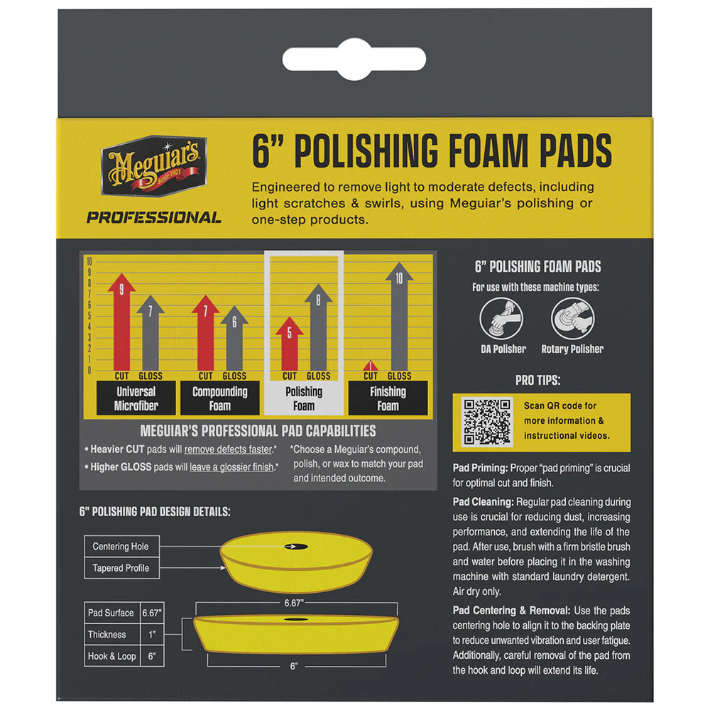 Meguiar's Professional 6" Polishing Foam Pads *2-Pack [M6PFP2] Meguiar's