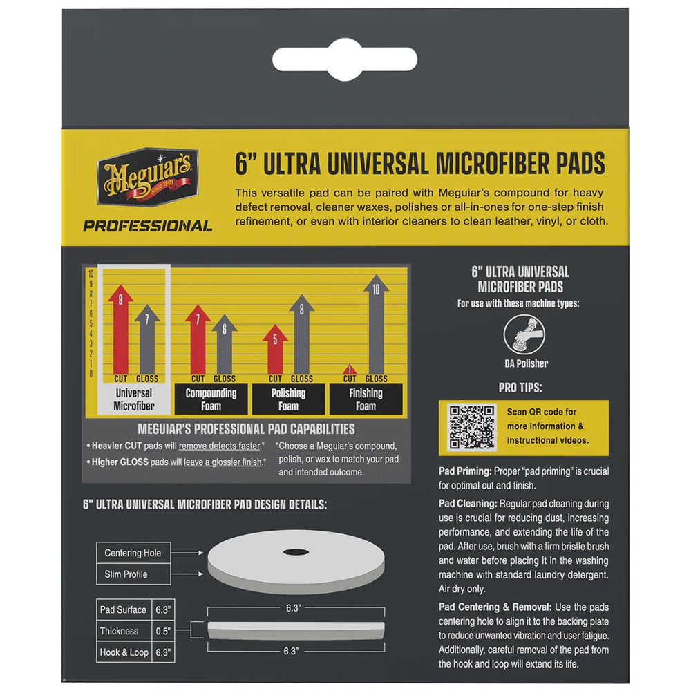 Meguiar's Professional 6" Ultra Universal Microfiber Pads *2-Pack [M6MFP2] Meguiar's