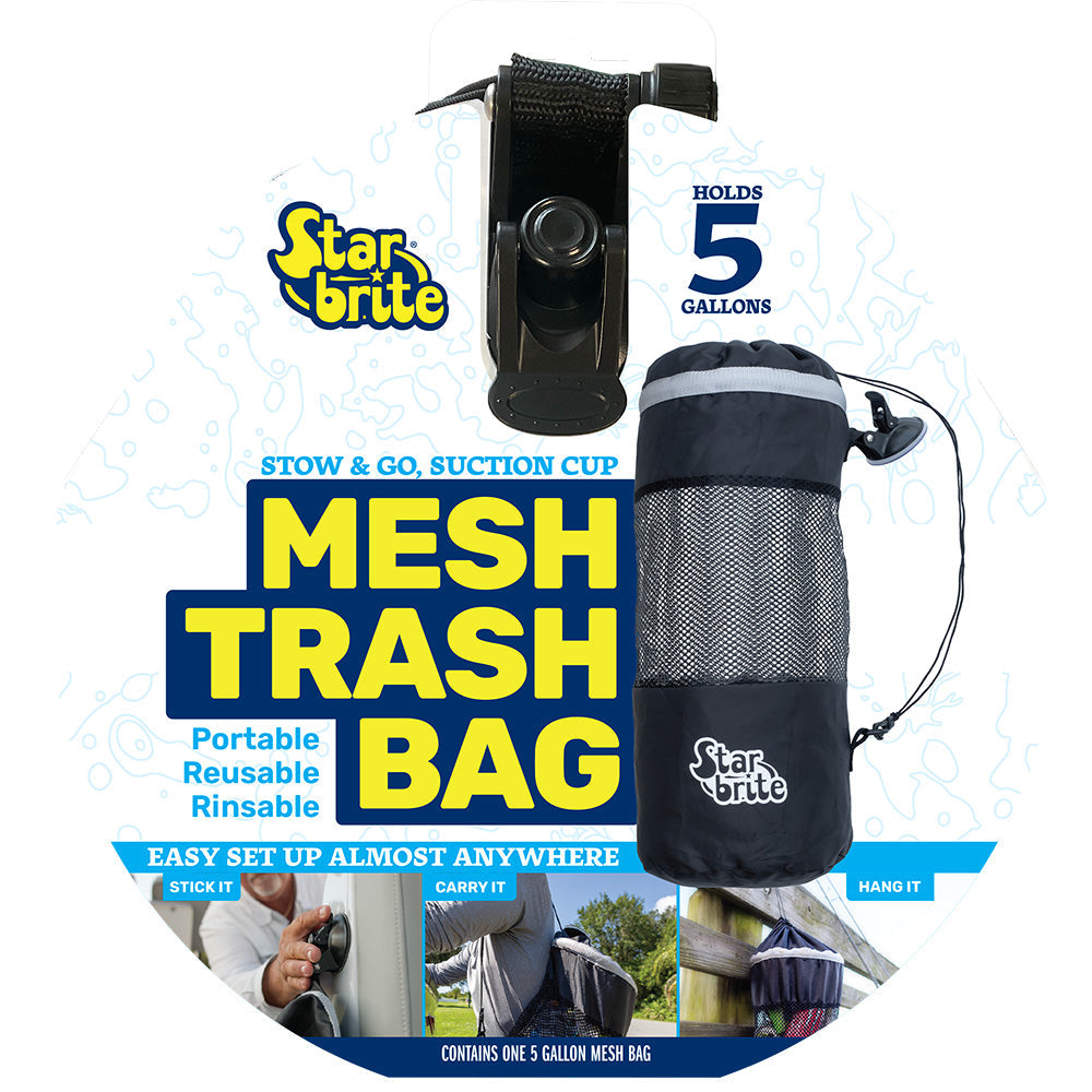 Star brite Mesh Trash Bag w/Locking Suction Cup  Litter Guard Cinch Tie - 5 Gallons [52074] Star brite