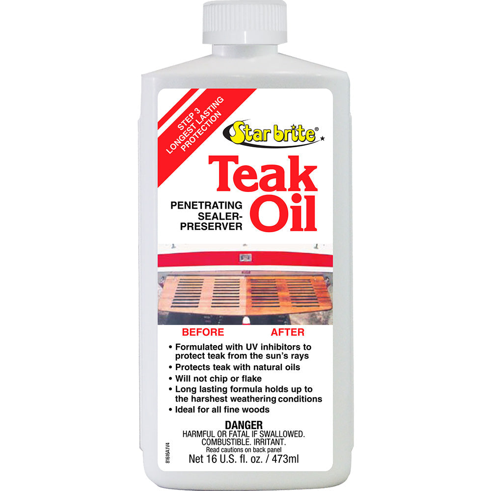 Star brite Teak Oil - Long Lasting, Penetrating, Sealer,  Preserver w/UV Inhibitors - 16 oz [81616] Star brite