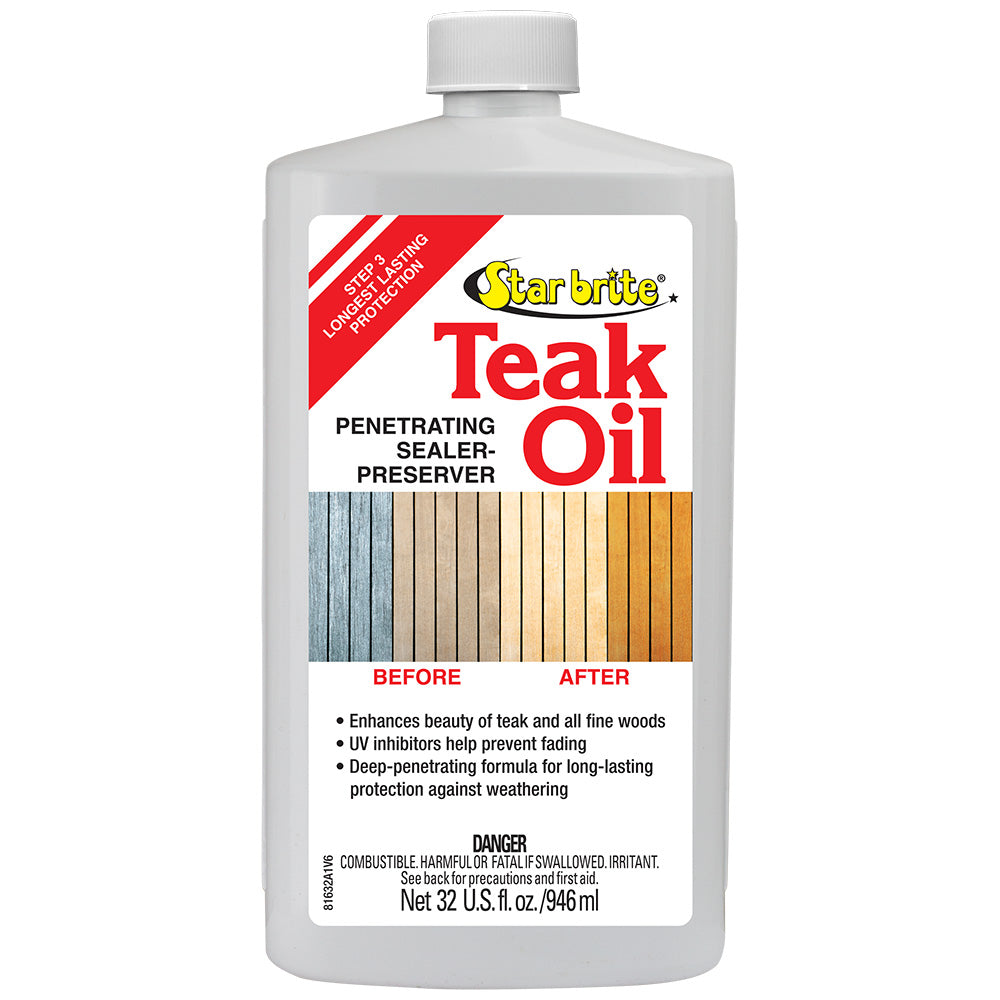 Star brite Teak Oil - Long Lasting, Penetrating, Sealer,  Preserver w/UV Inhibitors - 32 oz [81632] Star brite