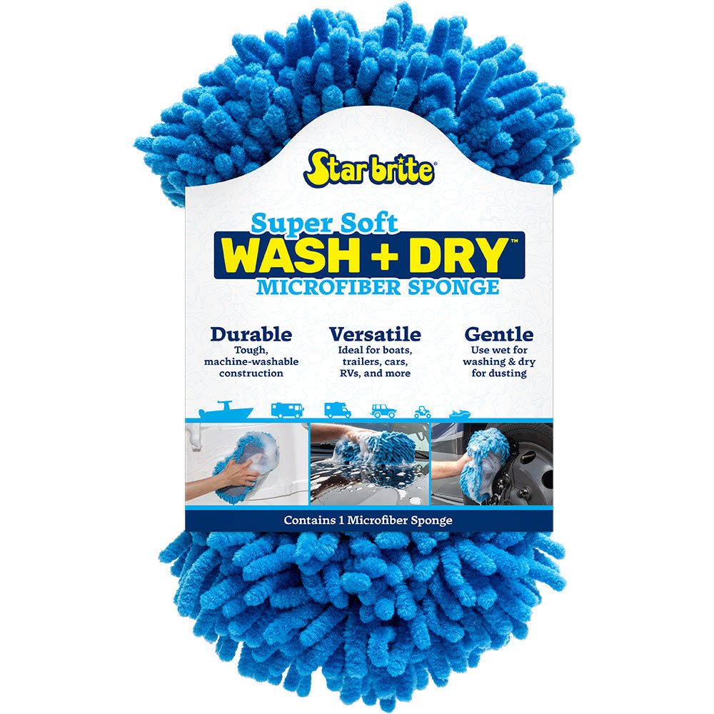 Star brite Microfiber Reggae Sponge - Blue, Dual-Sided Scrubbing  Dusting [40078] Star brite