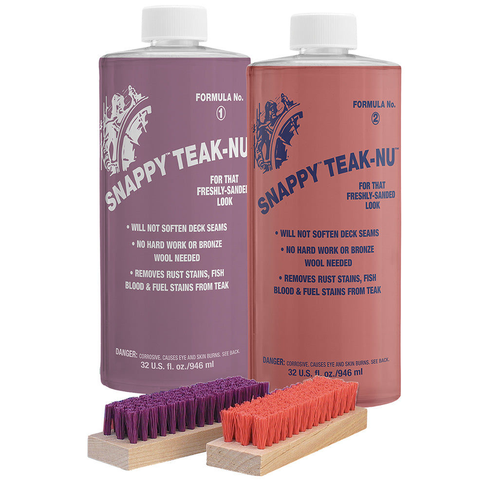 Snappy Teak-Nu Kit - 32 oz w/Formula No. 1 - 32 oz, Formula No. 2 - 32 oz,  Bristle Brush [STN-QKIT] Snappy Teak-Nu