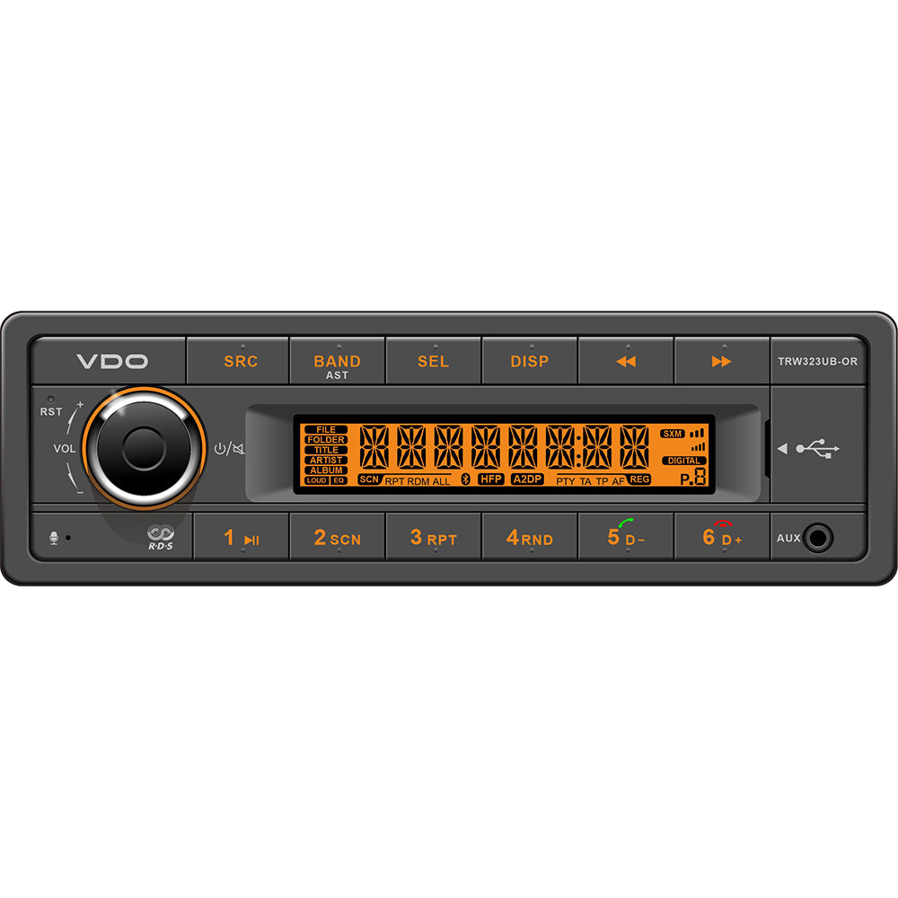 VDO 24V Radio w/FM RDS Tuner MP3/WMA/USB/Bluetooth - Orange Illumination [TRW323UB-OR] VDO