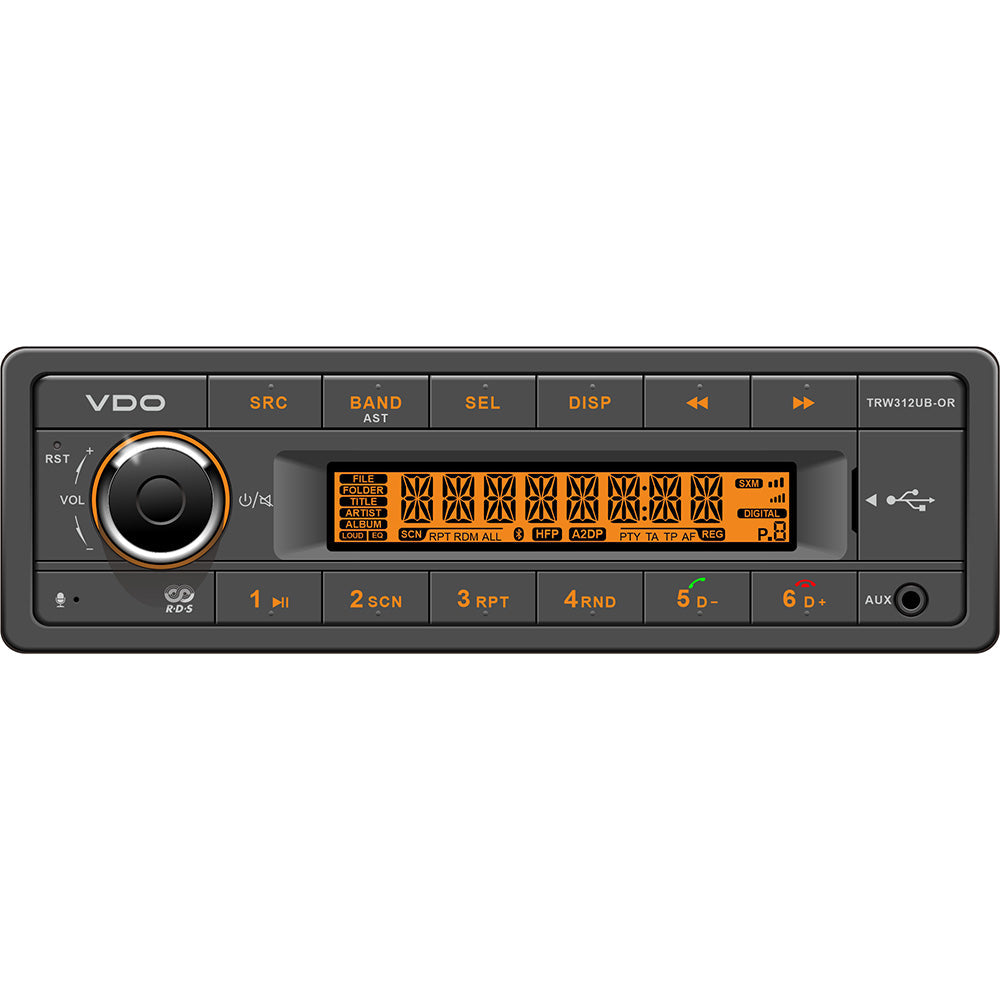 VDO 12V Radio w/FM RDS Tuner MP3/WMA/USB/Bluetooth - Orange Illumination [TRW312UB-OR] VDO