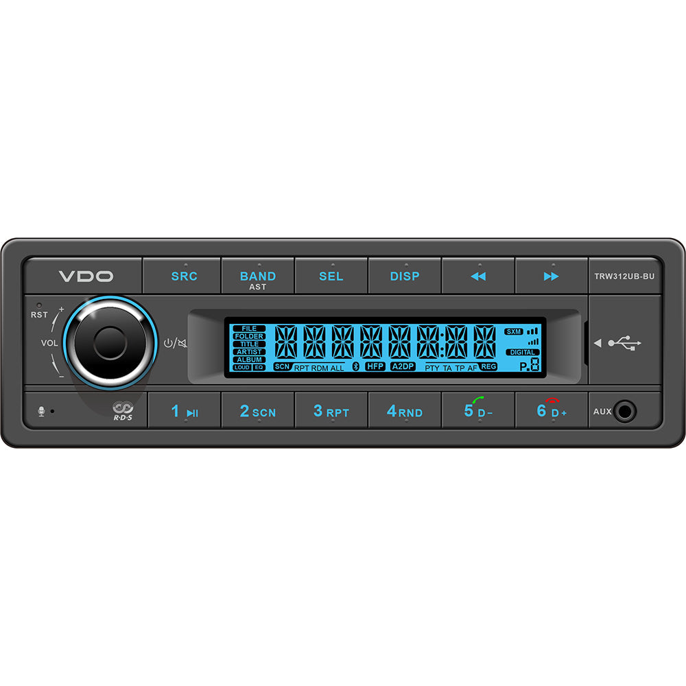 VDO 12V Radio w/FM RDS Tuner MP3/WMA/USB/Bluetooth - Blue Illumination [TRW312UB-BU] VDO