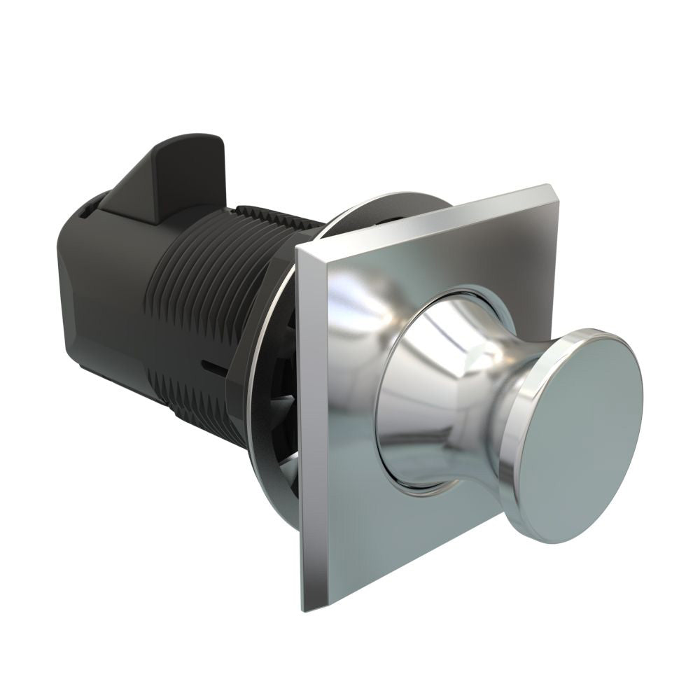Southco Point Push-to-Close Latch, Square Housing, Chrome Housing, Chrome Knob [MP-05-212-11] Southco