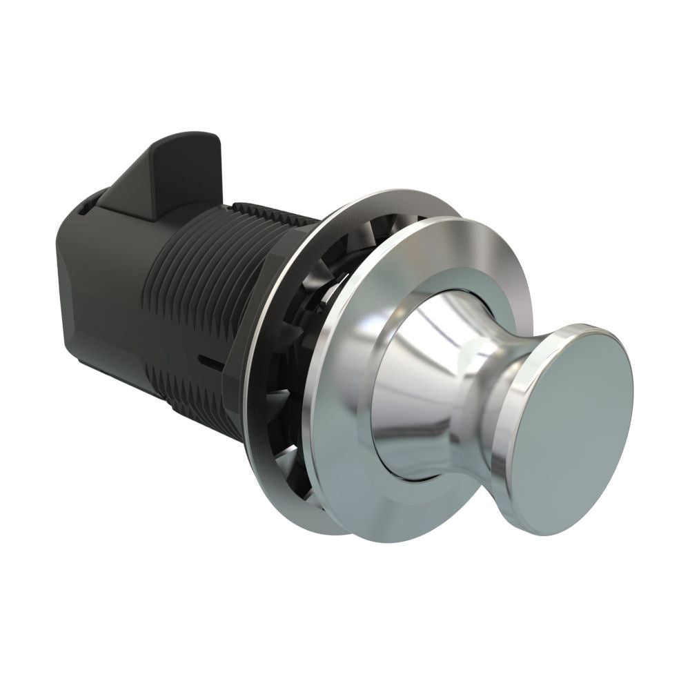 Southco Point Push-to-Close Latch, Round Housing, Chrome Housing, Chrome Knob [MP-05-312-11] Southco