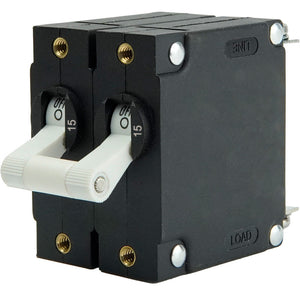 Egis A Series White Toggle Panel Mount Circuit Breaker - Dual Pole 15A [3202-15] Egis Mobile Electric